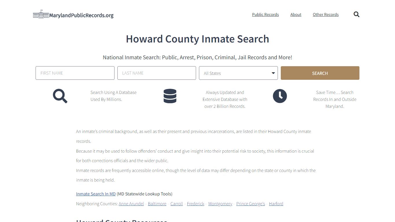 Howard County Inmate Search - HCSO Current & Past Jail Records