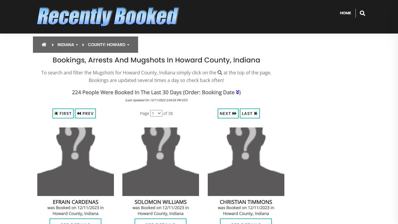 Recent bookings, Arrests, Mugshots in Howard County, Indiana